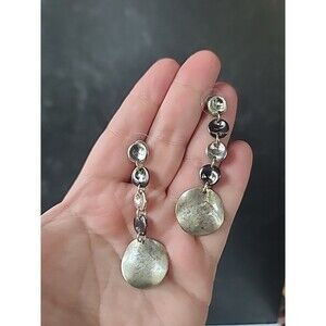Two Toned Dangling Pierced Earrings Vintage
